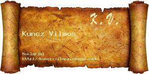 Kuncz Vilmos névjegykártya