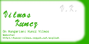 vilmos kuncz business card